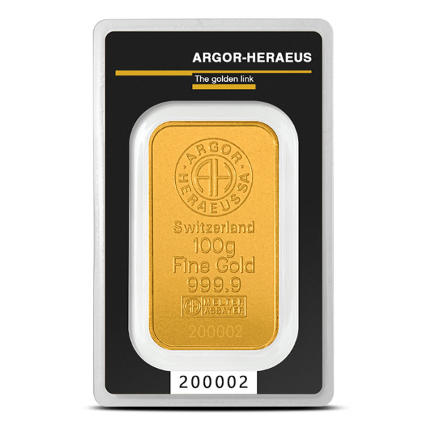 100 GRAM GOLD BAR ARGOR-HERAEUS