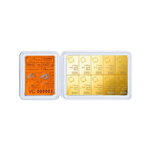1 OZ GOLD COMBI-BAR VALCAMBI 10 x 1/10 OZ