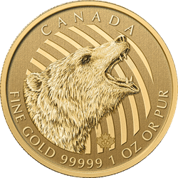 2016 1 OZ GOLD RCM GRIZZLY BEAR