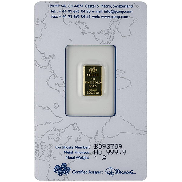 GOLD BARS ASSORTED WEIGHTS - 1 GRAM GOLD BAR PAMP - 1GP