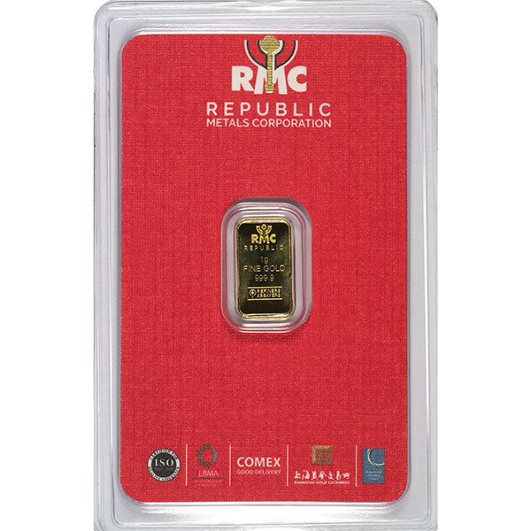 GOLD BARS ASSORTED WEIGHTS - 1 GRAM GOLD BAR REPUBLIC - 1GRGBRE