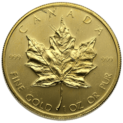 1 OZ CANADIAN GOLD MAPLE LEAF SCRUFFY