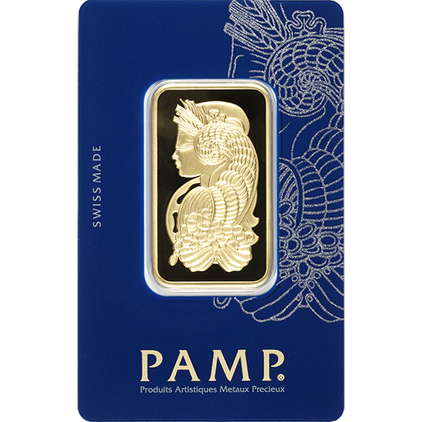 1oz GOLD BAR PAMP FORTUNA front