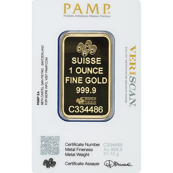 1oz GOLD BAR PAMP FORTUNA back