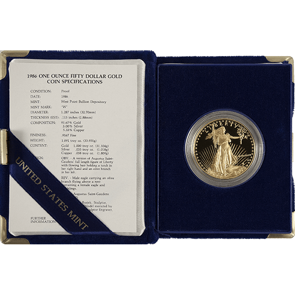 AMERICAN PROOF GOLD EAGLE - 1 OZ AMERICAN GOLD EAGLE PROOF WITH ORIGINAL BOX AND PAPERS - 1PRFGE