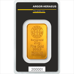 Argor-Heraeus 20g .9999 Gold Bar
