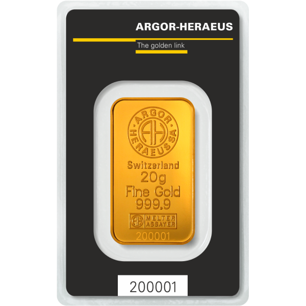 20 GRAM GOLD BAR ARGOR-HERAEUS KINEBAR