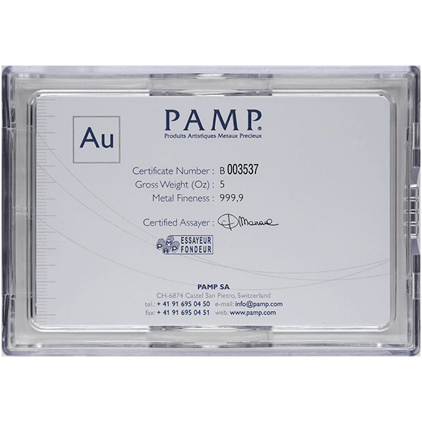 GOLD BARS ASSORTED WEIGHTS - 5 OZ GOLD BAR PAMP - 5PAMP