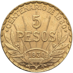 5 PESO URUGUAY GOLD COIN