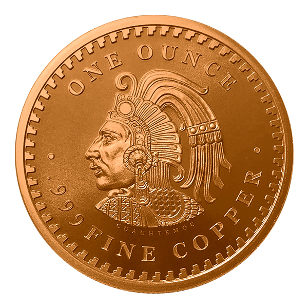 1 OZ COPPER ROUND AZTEC CALENDAR