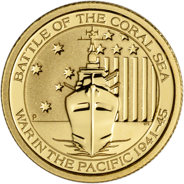 1/10 OZ GOLD ROUND BATTLE OF THE CORAL SEA