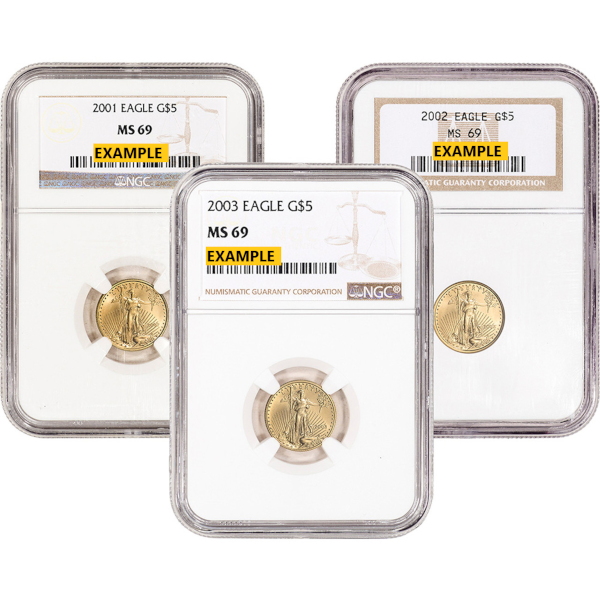 AMERICAN GOLD EAGLE NGC AND PCGS - 1/10 OZ AMERICAN GOLD EAGLE NGC MS69 - .1GEN69