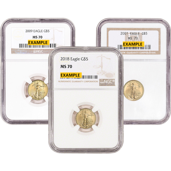 AMERICAN GOLD EAGLE NGC AND PCGS - 1/10 OZ AMERICAN GOLD EAGLE NGC70 - .1GEN70