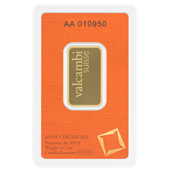 Valcambi 1/2 oz .9999 Gold Bar
