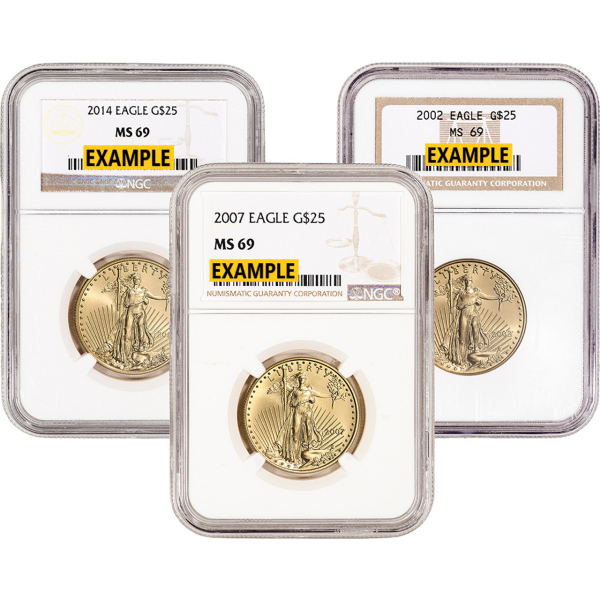 AMERICAN GOLD EAGLE NGC AND PCGS - 1/2 OZ AMERICAN GOLD EAGLE NGC MS69 - .5GEN69