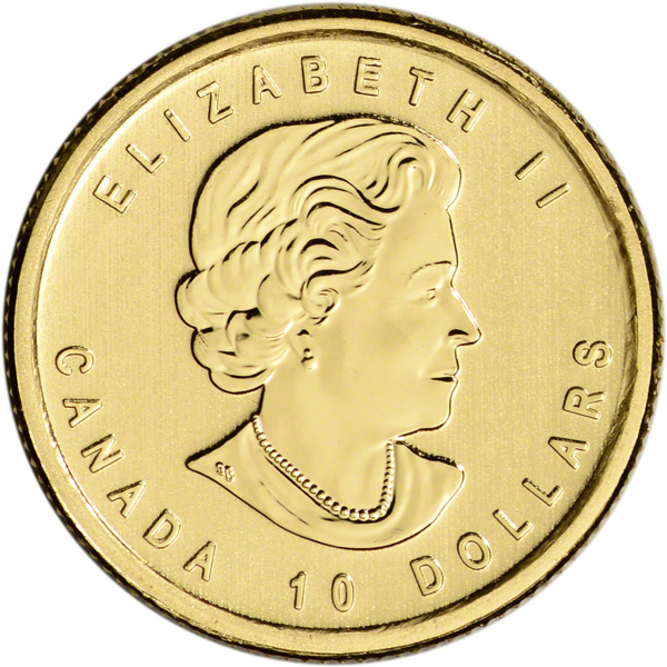 1/4 OZ CANADIAN GOLD MAPLE LEAF WAR OF 1812