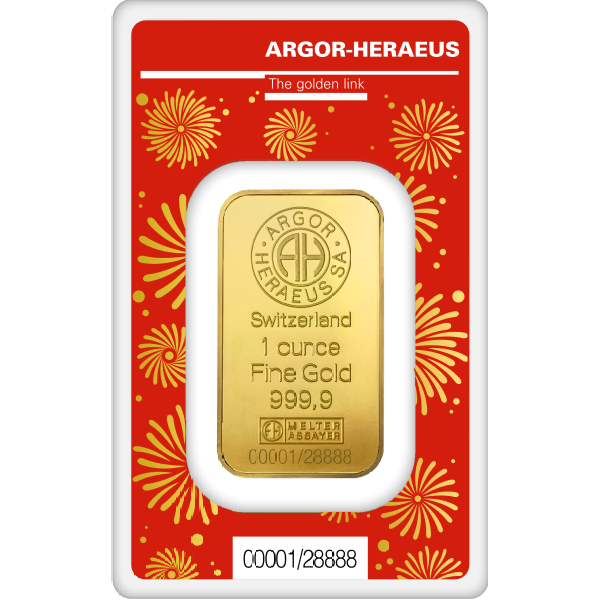 2024 1 OZ GOLD BAR ARGOR-HERAEUS LUNAR YEAR OF THE DRAGON