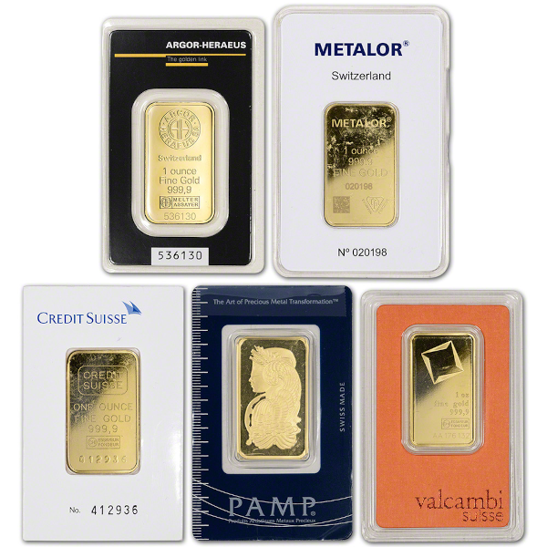 1oz Gold Bar - LBMA Brand (Mint - Our Choice) 