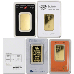 Recognized Mint (Our Choice) 1 oz .9999 Gold Bar