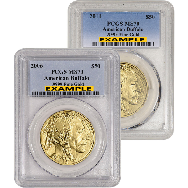 1 OZ AMERICAN GOLD BUFFALO PCGS70