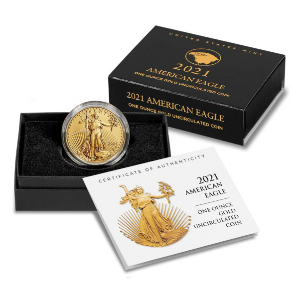 2021 W 1 OZ GOLD EAGLE TYPE 2 BURNISHED WITH OGP