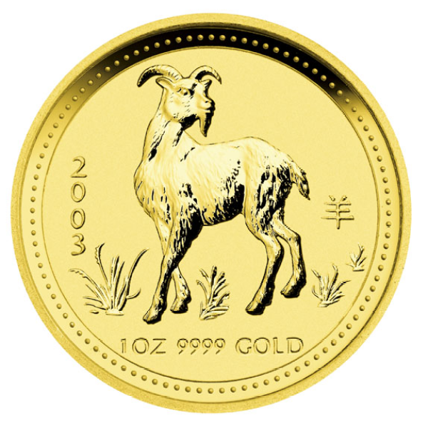 2003 1 OZ PERTH GOLD GOAT LUNAR SERIES I