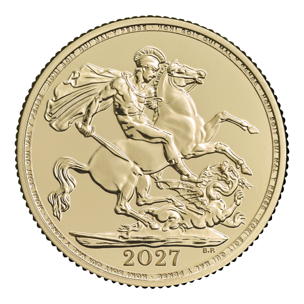 2027 English Gold Sovereign King Charles, back