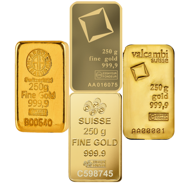 GOLD BARS ASSORTED WEIGHTS - 250 GRAM GOLD BAR - 250G