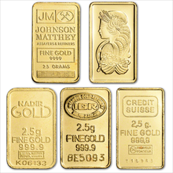 Recognized Mint (Our Choice) 2.5g .9999 Gold Bar