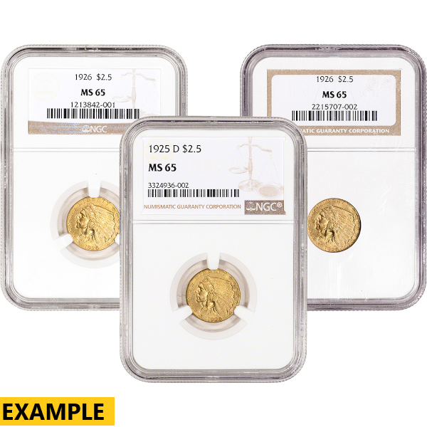 U.S. GOLD - $2.5 U.S. GOLD INDIAN NGC MS65 - R2.5INDNGC65