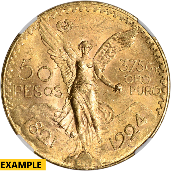 MEXICAN GOLD - 1924 MEXICO 50 PESO GOLD COIN - 50PESG1924