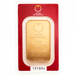 50 GRAM GOLD BAR AUSTRIAN MINT