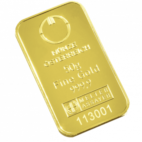 50 GRAM GOLD BAR AUSTRIAN MINT