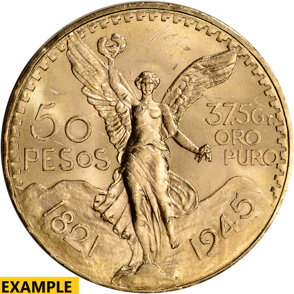 MEXICAN GOLD - 1945 MEXICO 50 PESO GOLD COIN - 50PESG1945