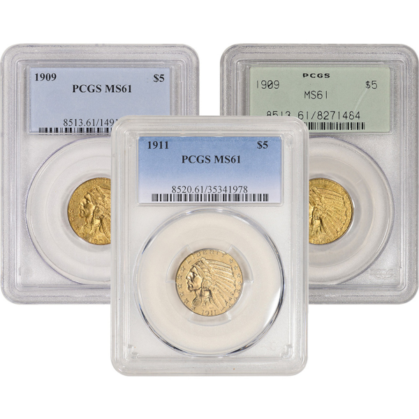 U.S. GOLD - $5 U.S. GOLD INDIAN PCGS61 - R5INDPCGS61