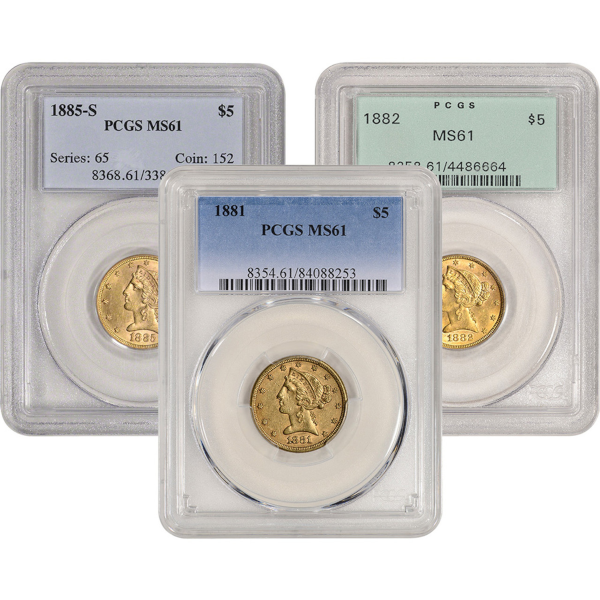 U.S. GOLD - $5 U.S. GOLD LIBERTY PCGS61 - R5LIBPCGS61