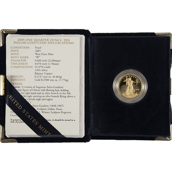 AMERICAN PROOF GOLD EAGLE - 1/4 OZ AMERICAN GOLD EAGLE PROOF WITH ORIGINAL BOX AND PAPERS - .25PRFGE