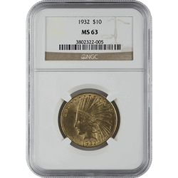 $10 U.S. GOLD INDIAN NGC63