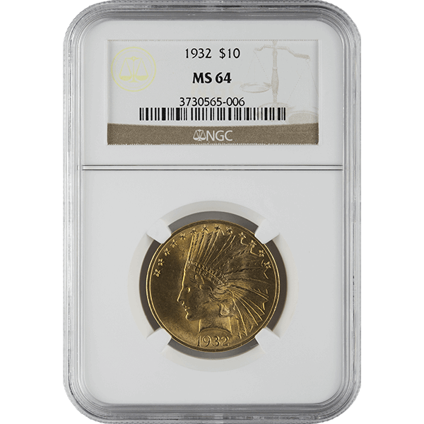 $10 U.S. GOLD INDIAN NGC64