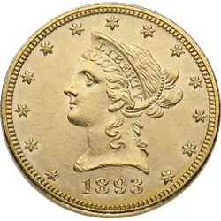 $10 U.S. GOLD LIBERTY BU