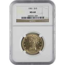 $10 U.S. GOLD LIBERTY NGC60