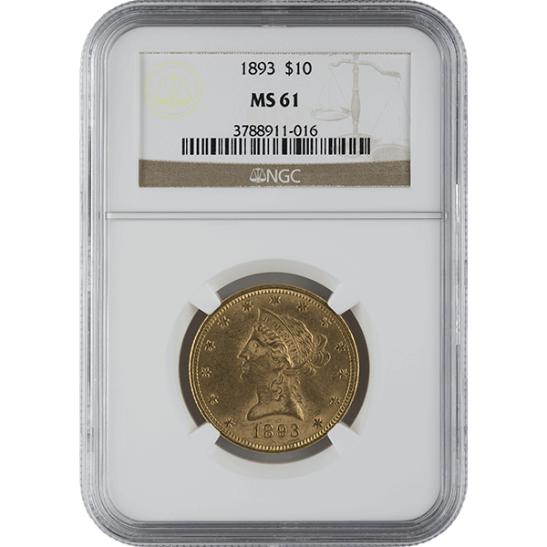 $10 U.S. GOLD LIBERTY NGC61