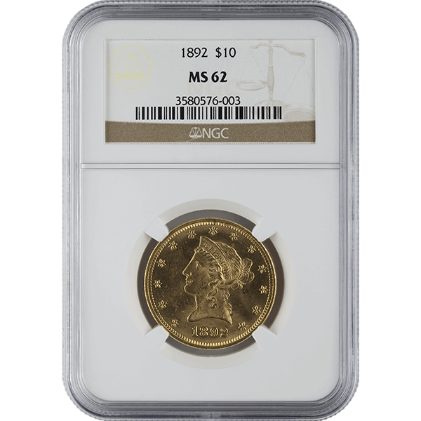 $10 U.S. GOLD LIBERTY NGC62