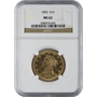 $10 U.S. GOLD LIBERTY NGC62