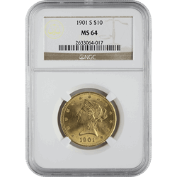 $10 U.S. GOLD LIBERTY NGC64