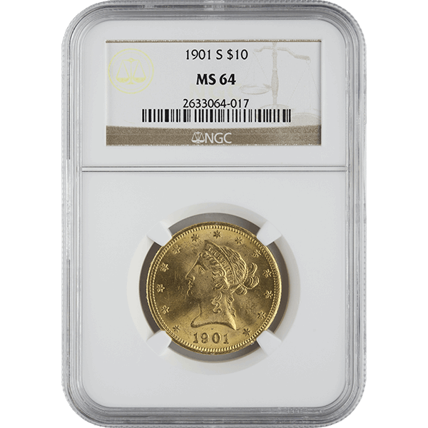 $10 U.S. GOLD LIBERTY NGC64