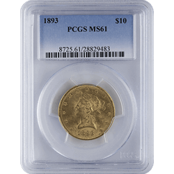 $10 LIBERTY U.S. GOLD PCGS-61