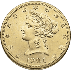 $10 U.S. GOLD LIBERTY XF