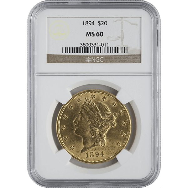$20 U.S. GOLD LIBERTY NGC60