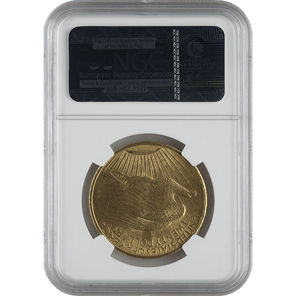 $20 U.S. GOLD SAINT NGC 62 NO MOTTO